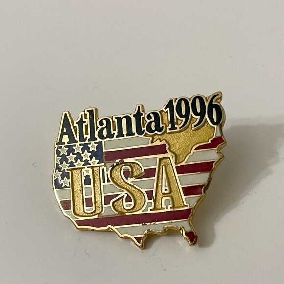Vtg Atlanta Olympics Game 1996 Pin Team USA America Flag Pin - Picture 7 of 7